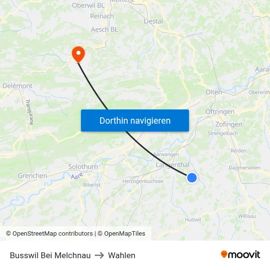 Busswil Bei Melchnau to Wahlen map