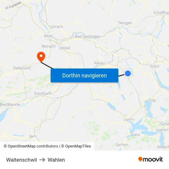 Waltenschwil to Wahlen map