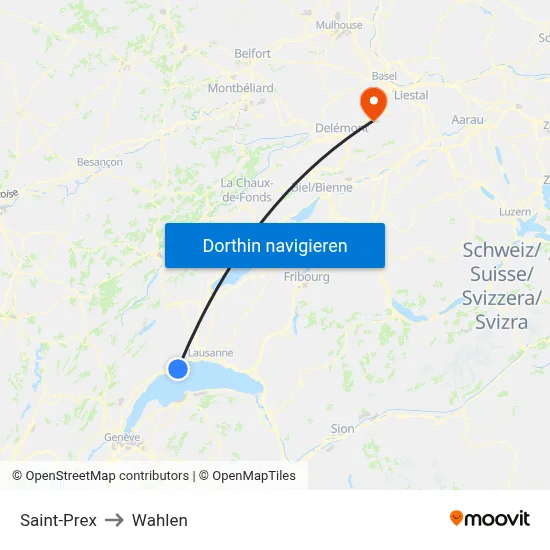 Saint-Prex to Wahlen map