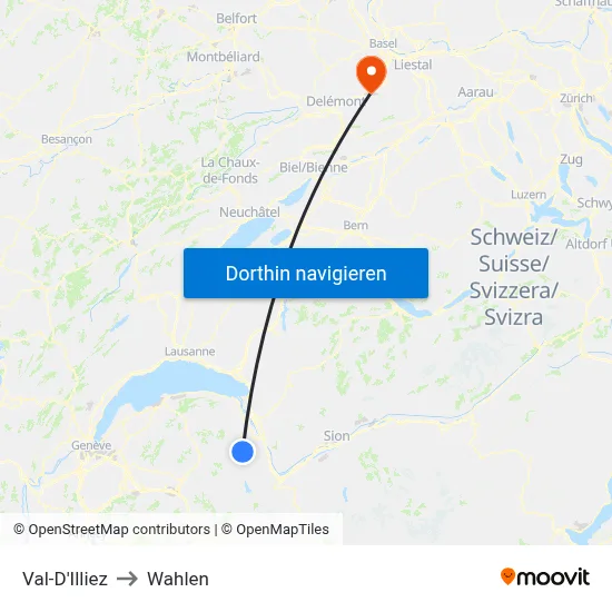 Val-D'Illiez to Wahlen map