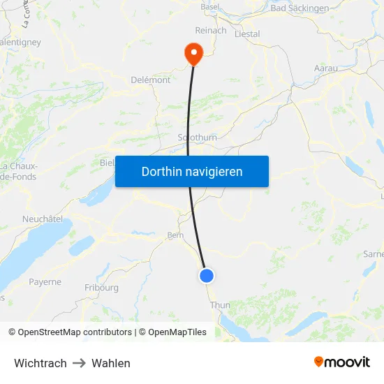Wichtrach to Wahlen map