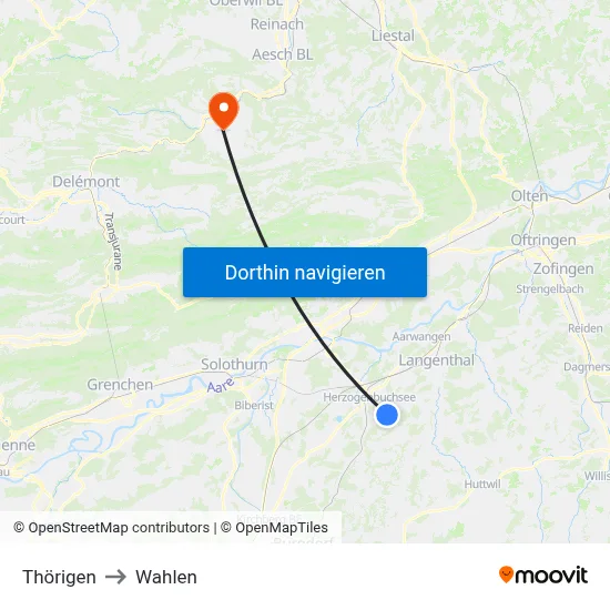 Thörigen to Wahlen map