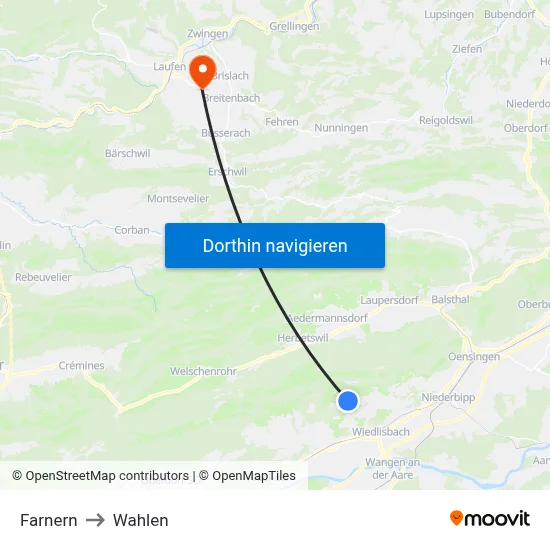 Farnern to Wahlen map