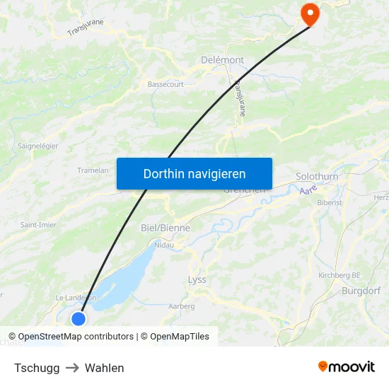 Tschugg to Wahlen map