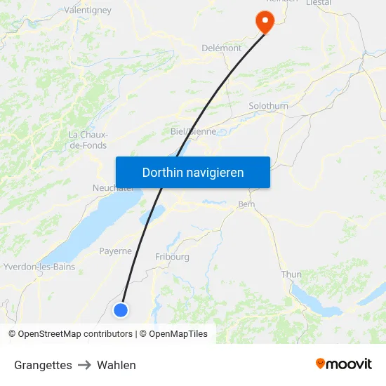 Grangettes to Wahlen map