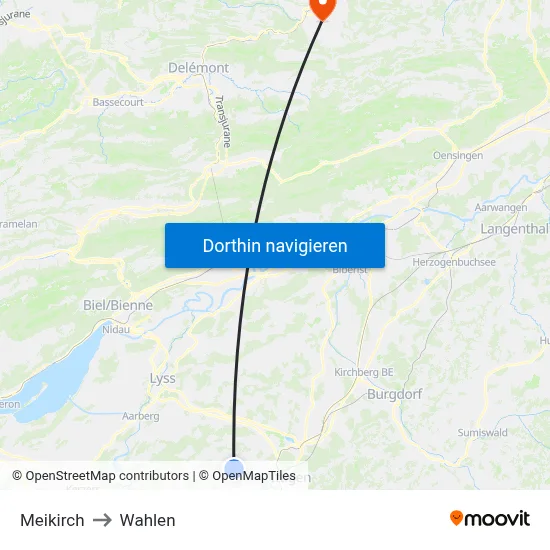 Meikirch to Wahlen map