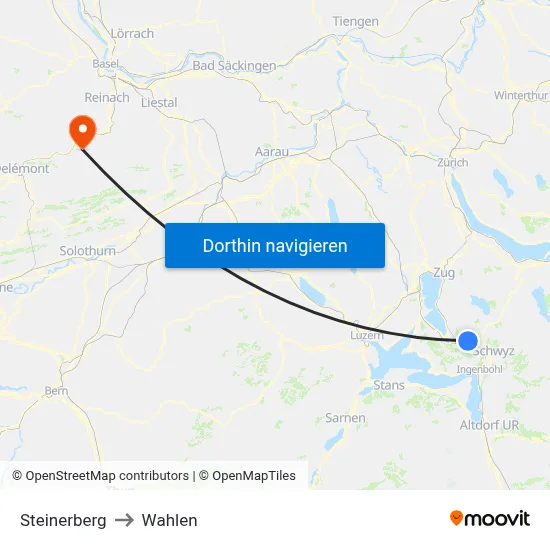 Steinerberg to Wahlen map