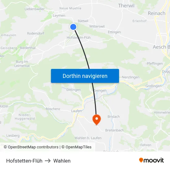 Hofstetten-Flüh to Wahlen map