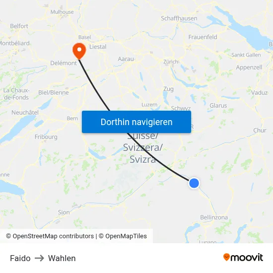 Faido to Wahlen map