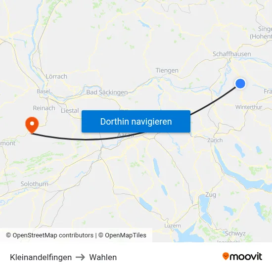 Kleinandelfingen to Wahlen map