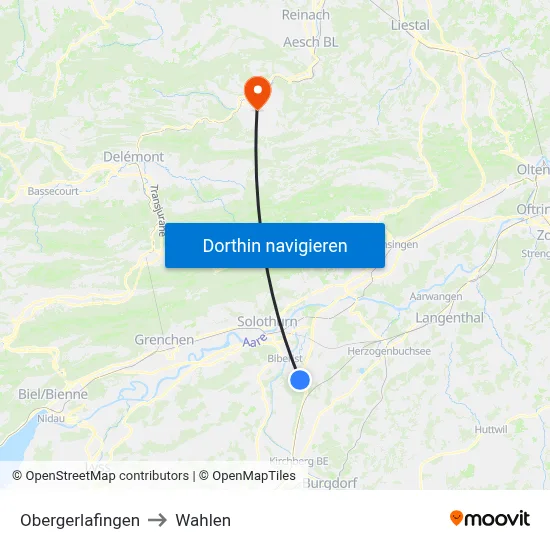 Obergerlafingen to Wahlen map