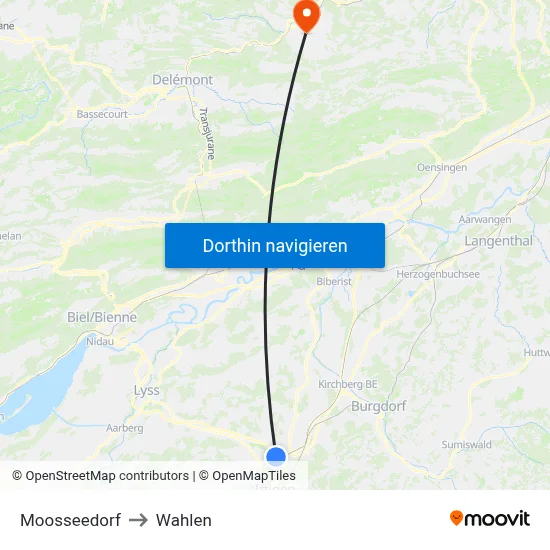 Moosseedorf to Wahlen map
