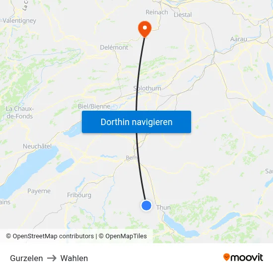 Gurzelen to Wahlen map