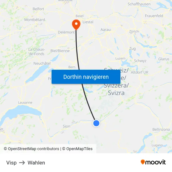 Visp to Wahlen map