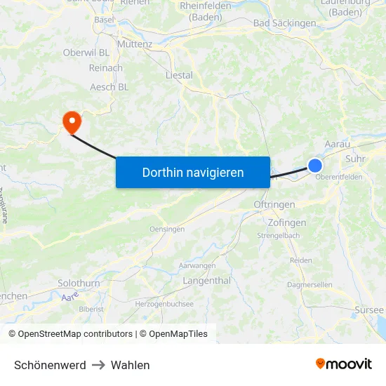 Schönenwerd to Wahlen map