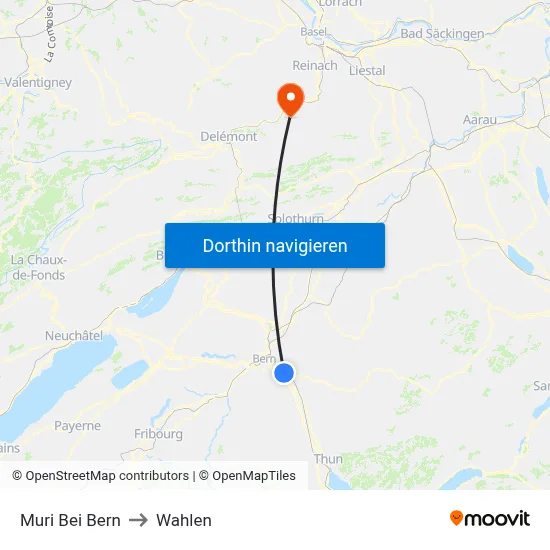 Muri Bei Bern to Wahlen map