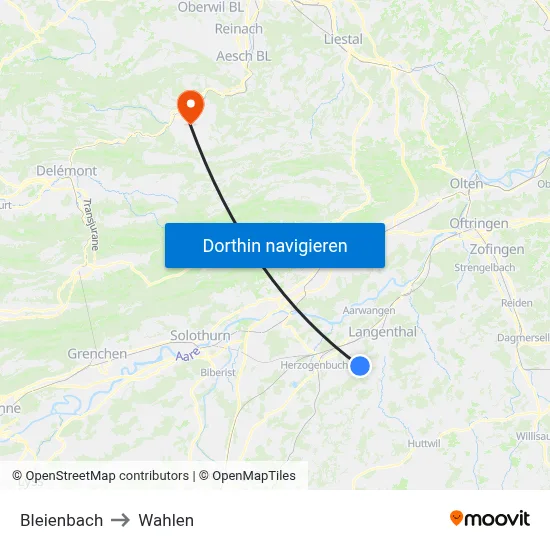 Bleienbach to Wahlen map