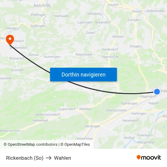 Rickenbach (So) to Wahlen map