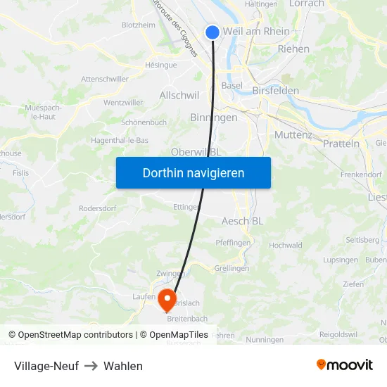 Village-Neuf to Wahlen map