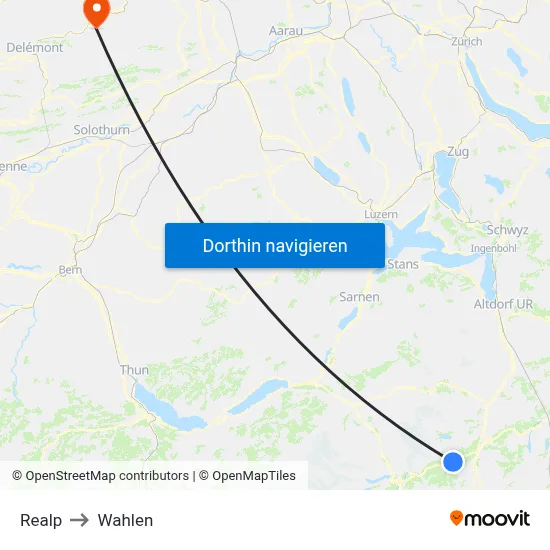 Realp to Wahlen map