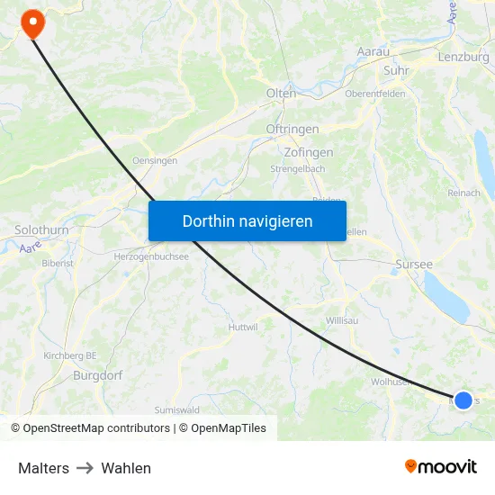 Malters to Wahlen map