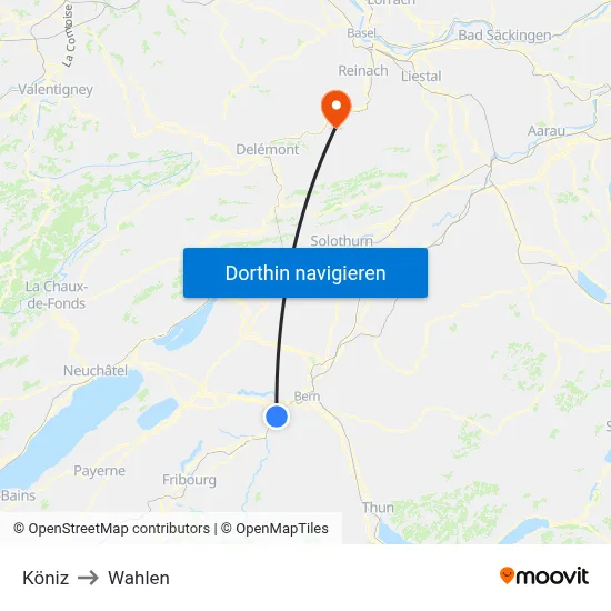 Köniz to Wahlen map