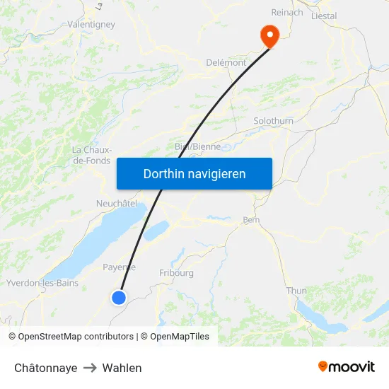 Châtonnaye to Wahlen map