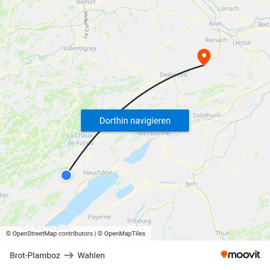 Brot-Plamboz to Wahlen map