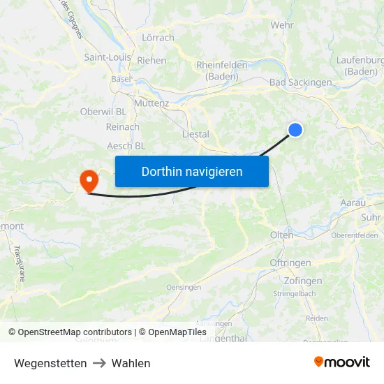 Wegenstetten to Wahlen map