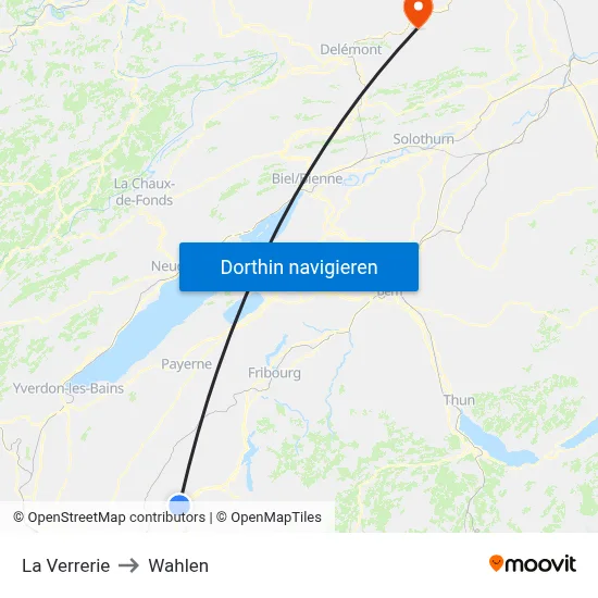 La Verrerie to Wahlen map