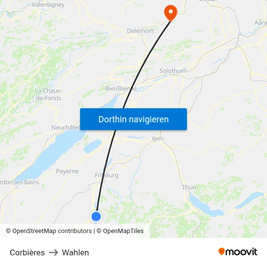 Corbières to Wahlen map