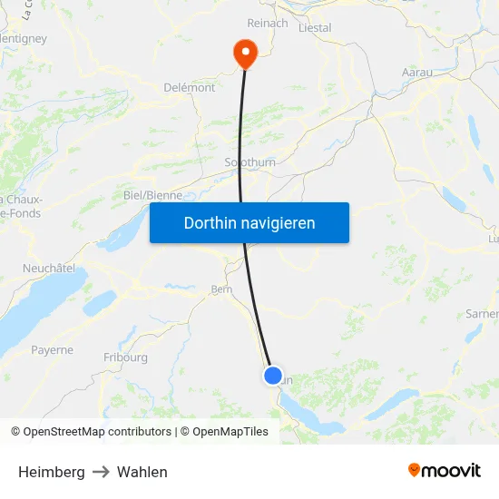 Heimberg to Wahlen map