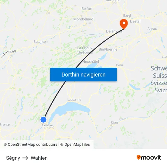 Ségny to Wahlen map