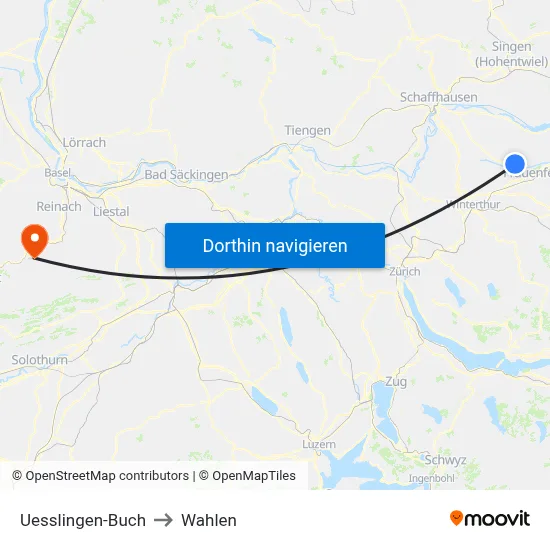 Uesslingen-Buch to Wahlen map