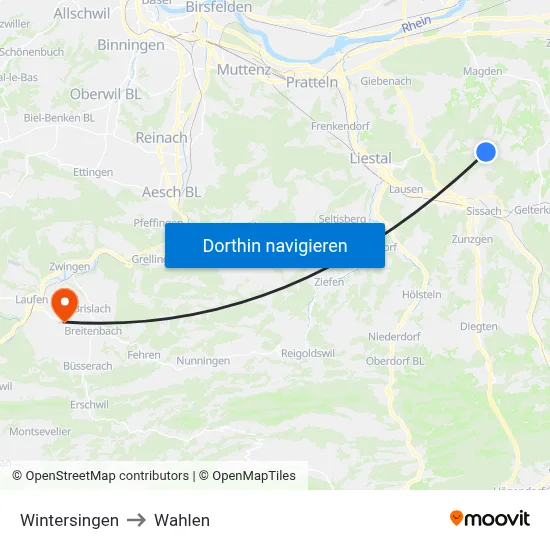 Wintersingen to Wahlen map