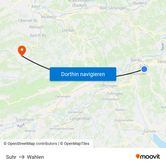 Suhr to Wahlen map