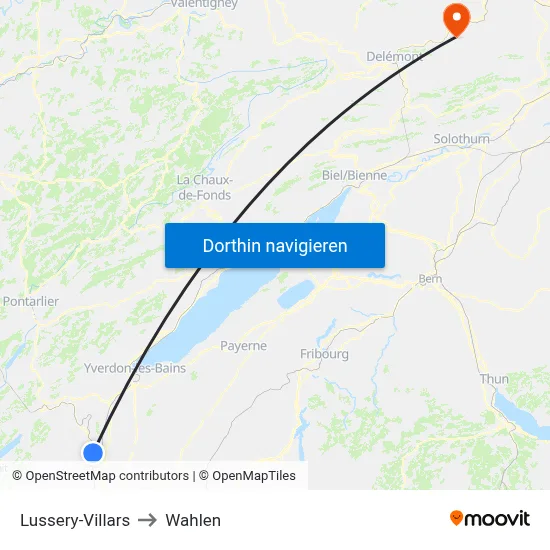Lussery-Villars to Wahlen map