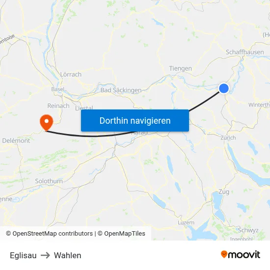 Eglisau to Wahlen map