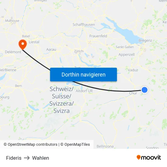 Fideris to Wahlen map