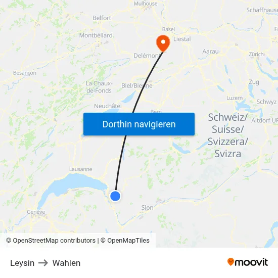 Leysin to Wahlen map