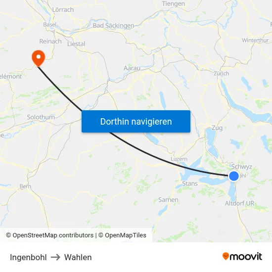 Ingenbohl to Wahlen map