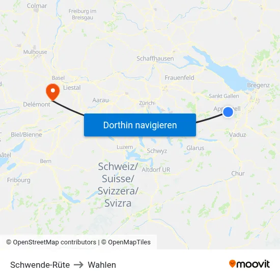 Schwende-Rüte to Wahlen map