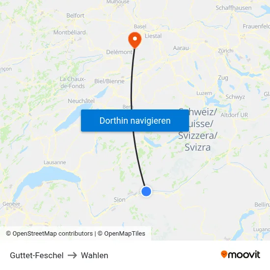 Guttet-Feschel to Wahlen map