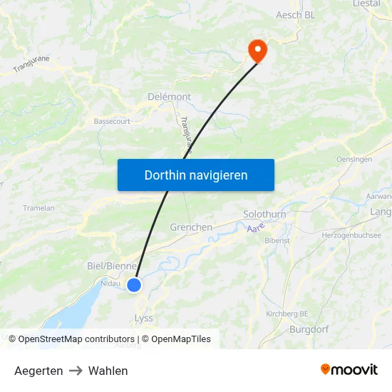 Aegerten to Wahlen map