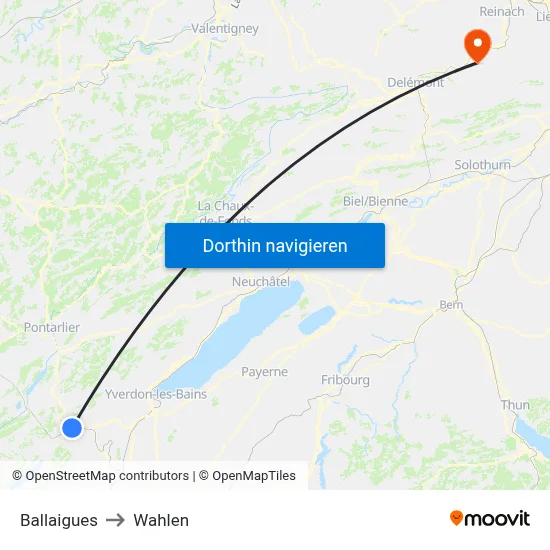 Ballaigues to Wahlen map