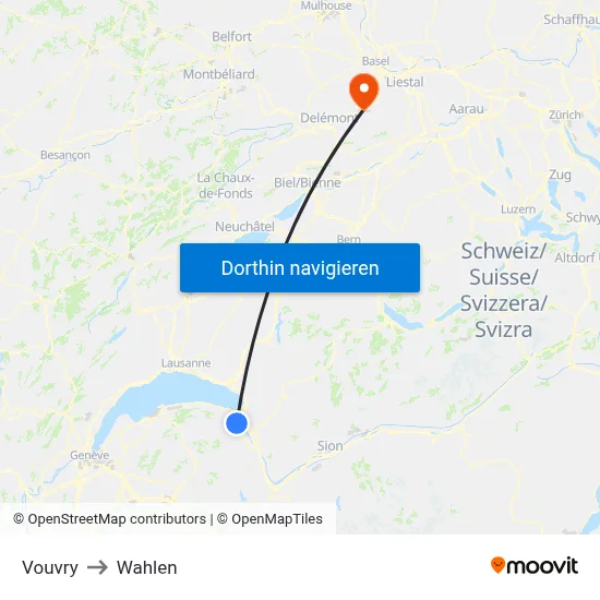 Vouvry to Wahlen map