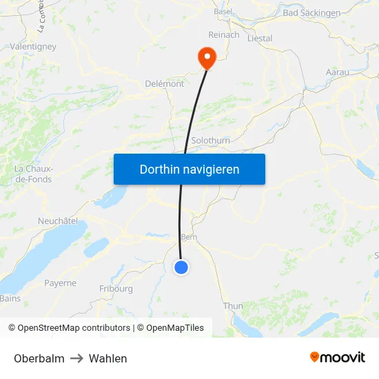 Oberbalm to Wahlen map
