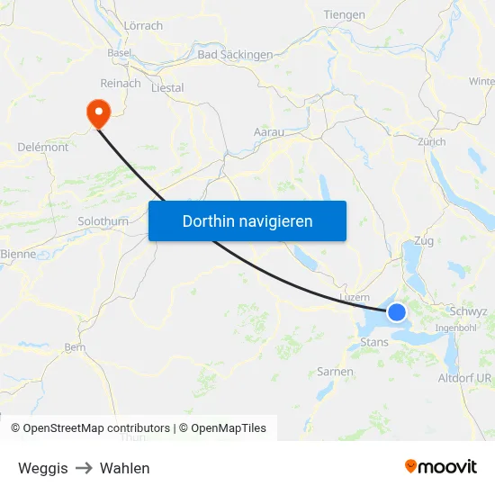 Weggis to Wahlen map