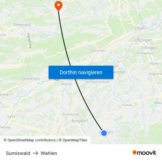 Sumiswald to Wahlen map