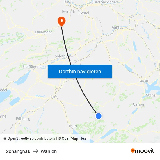 Schangnau to Wahlen map